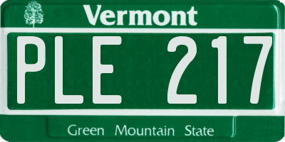 VT license plate PLE217