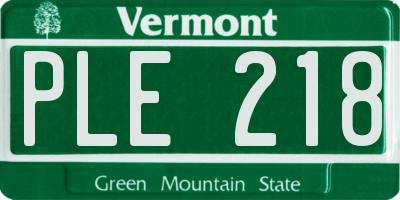 VT license plate PLE218