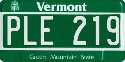 VT license plate PLE219