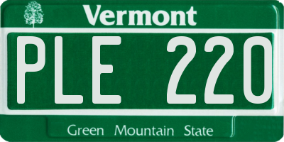 VT license plate PLE220