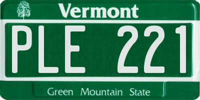 VT license plate PLE221