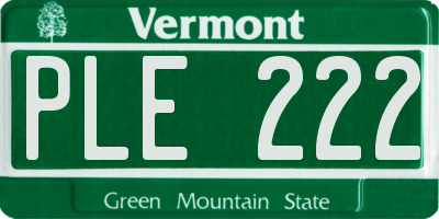 VT license plate PLE222