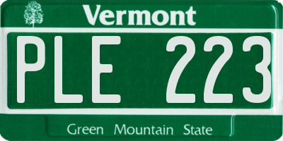 VT license plate PLE223