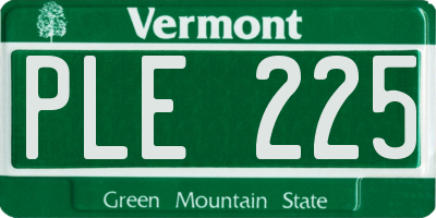 VT license plate PLE225