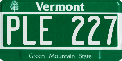 VT license plate PLE227