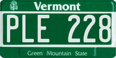 VT license plate PLE228