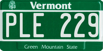 VT license plate PLE229