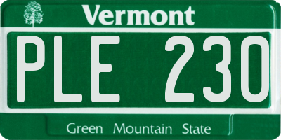 VT license plate PLE230