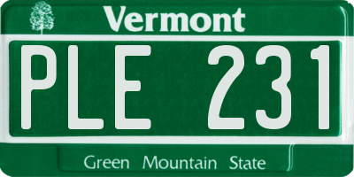 VT license plate PLE231