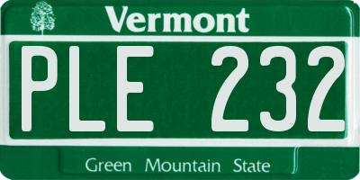 VT license plate PLE232
