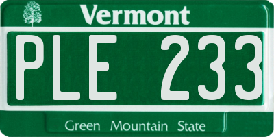 VT license plate PLE233