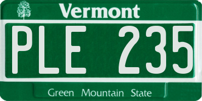 VT license plate PLE235