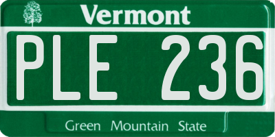 VT license plate PLE236
