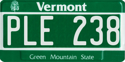 VT license plate PLE238