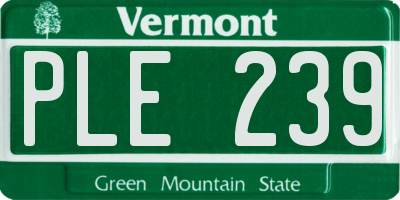 VT license plate PLE239