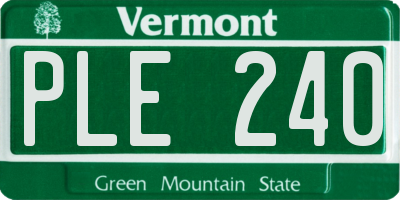 VT license plate PLE240