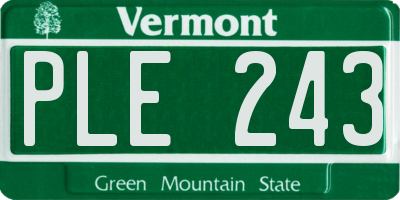 VT license plate PLE243