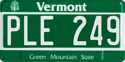 VT license plate PLE249