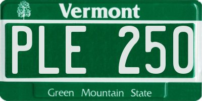 VT license plate PLE250
