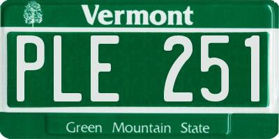 VT license plate PLE251