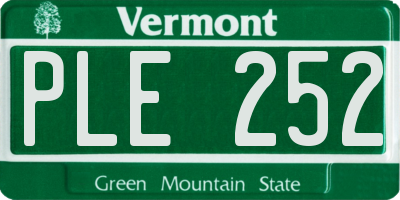VT license plate PLE252