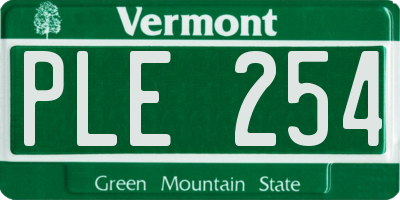 VT license plate PLE254