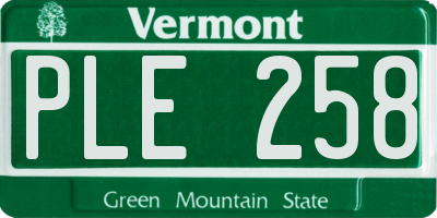 VT license plate PLE258