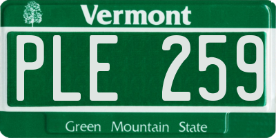 VT license plate PLE259
