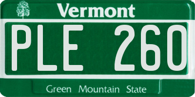 VT license plate PLE260
