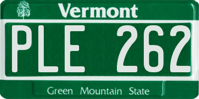 VT license plate PLE262