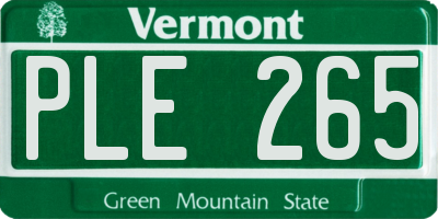 VT license plate PLE265