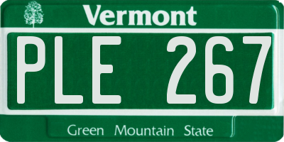 VT license plate PLE267