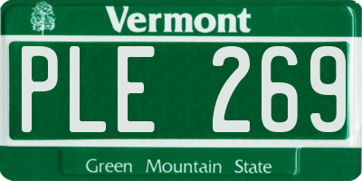 VT license plate PLE269