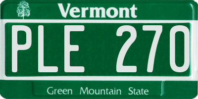 VT license plate PLE270