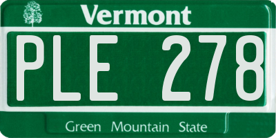 VT license plate PLE278