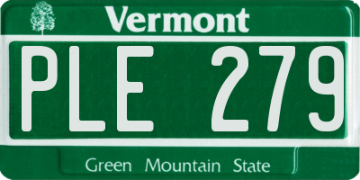 VT license plate PLE279
