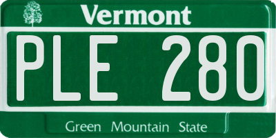 VT license plate PLE280