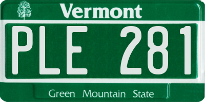 VT license plate PLE281