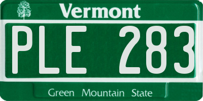VT license plate PLE283