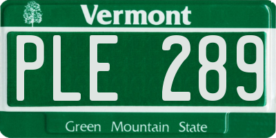 VT license plate PLE289