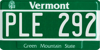 VT license plate PLE292