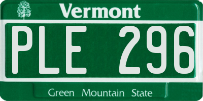 VT license plate PLE296