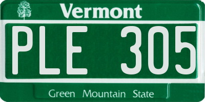 VT license plate PLE305