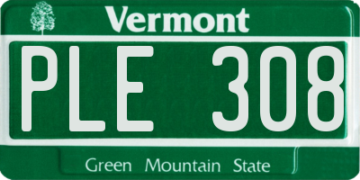 VT license plate PLE308