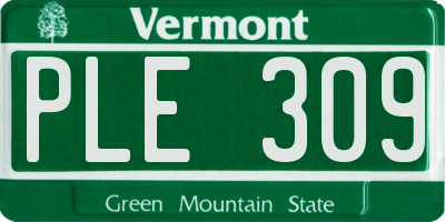 VT license plate PLE309