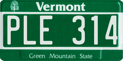 VT license plate PLE314