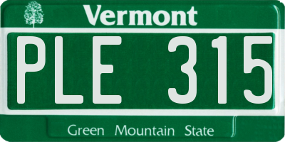 VT license plate PLE315