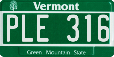 VT license plate PLE316