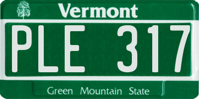VT license plate PLE317
