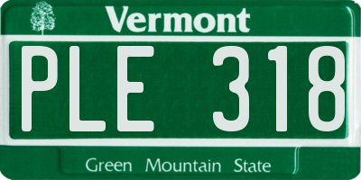 VT license plate PLE318